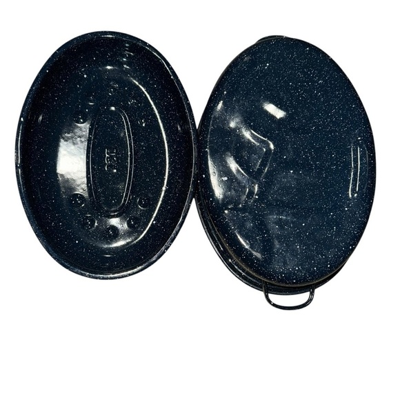 EUC Speckled Enamelware Blue Roasting Pan 12” x 8” - Picture 3 of 5